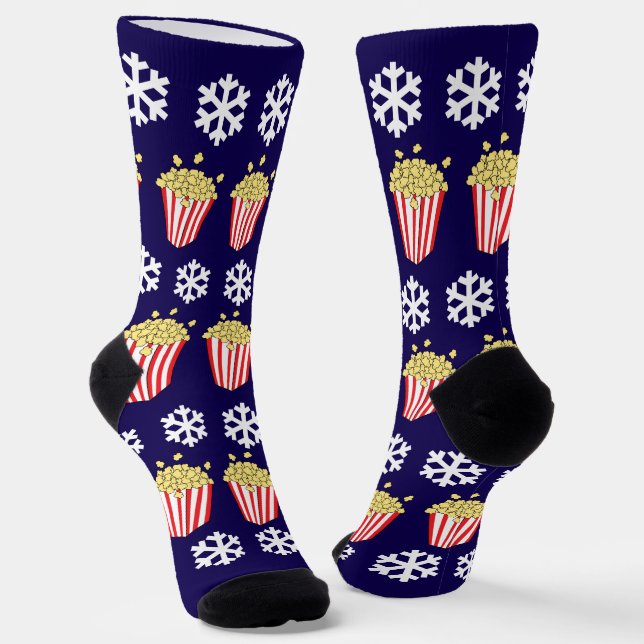 Calcetines Christmas Popcorn Movie Night Novelty Festive (Angular)