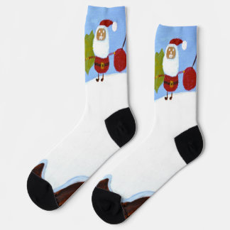 Calcetines Christmas Santas and Christmas Pudding Socks 