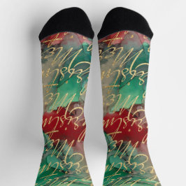 Calcetines Christmas Socks Gold Writings