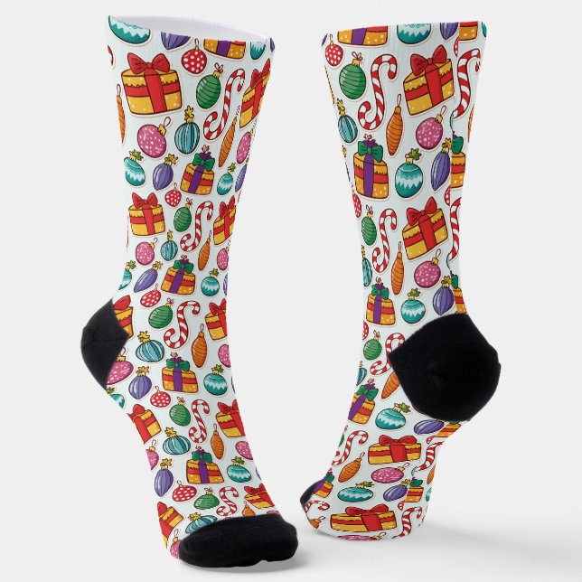 Calcetines Christmas Sticker Collection Pattern Crew Socks (Angular)