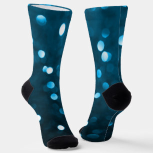 Calcetines Cian Azul Brillante Bokeh Abstracto