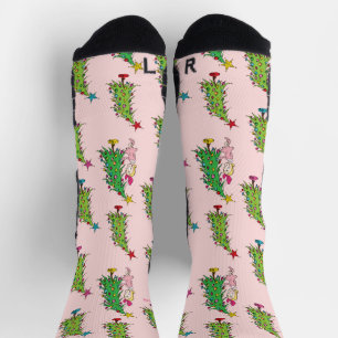 Calcetines Cindy-Lou Quién y patrón de árbol de Navidad