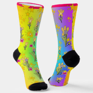 Calcetines Círculo de Arcoíris de Ramilletes Florales