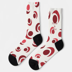Calcetines Círculos abstractos y medias lunas en rojo