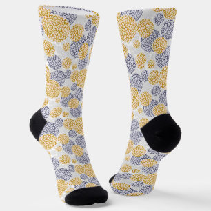 Calcetines Círculos con huella de piel de leopardo amarillo y