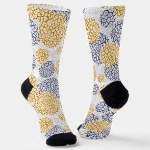 Calcetines Círculos con huella de piel de leopardo amarillo y