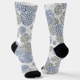 Calcetines Círculos con huella de piel de leopardo gris y azu