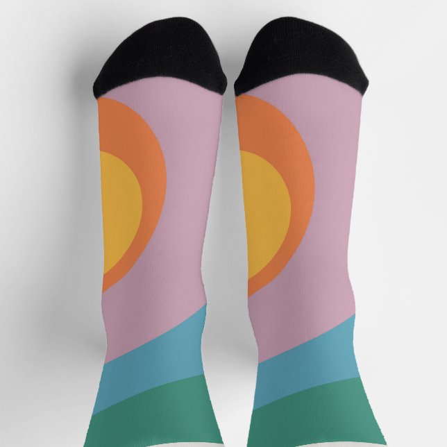 Calcetines círculos de estilo retro multicolor (Arriba)