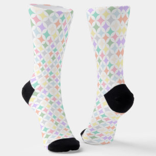 Calcetines Círculos geométricos Pastel y patrón de diamante