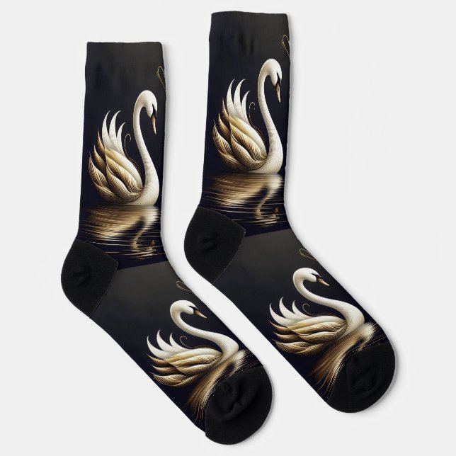 Calcetines Cisnes de Corazón Dorado (Derecha)