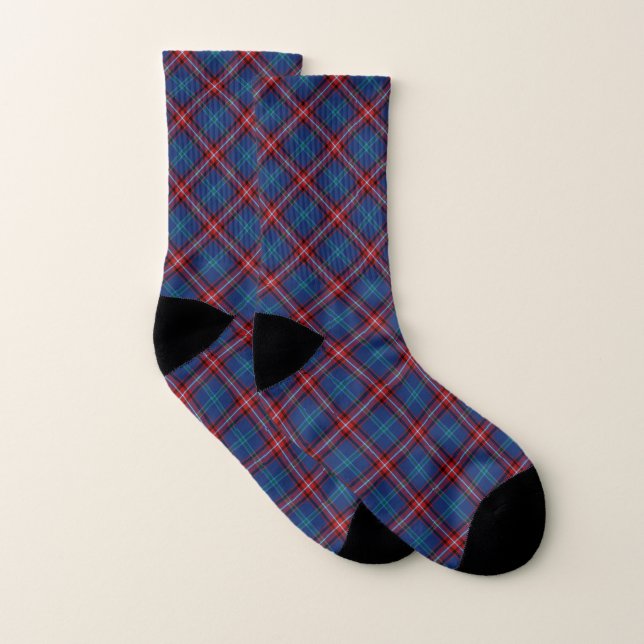 Calcetines Clan Glenn - Modelo Glynn Tartan Blue Plaid (Par)