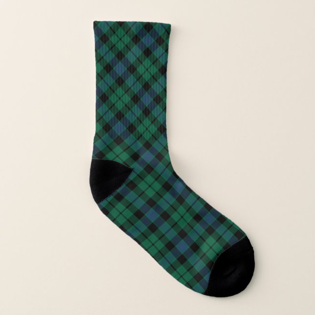 Calcetines Clan MacKay Tartan Green y Blue Scottish Plaid (Parte interior izquierda)