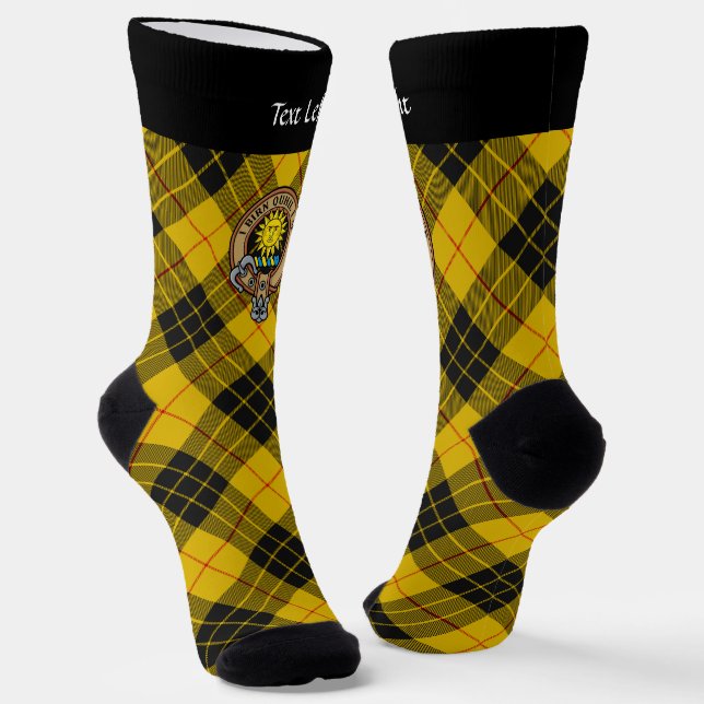 Calcetines Clan MacLeod de Lewis Escudo sobre soks de Tartán (Angular)