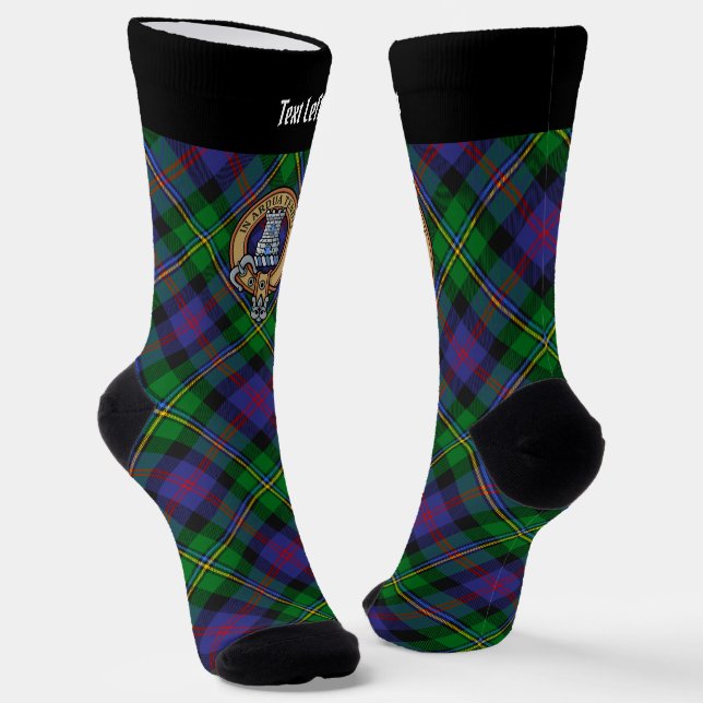 Calcetines Clan Malcolm Crest over Tartan (Angular)