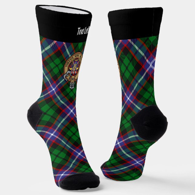 Calcetines Clan Russell Crest over Tartan (Angular)
