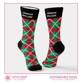 Calcetines Clásico Argyle Navideño Personalizado