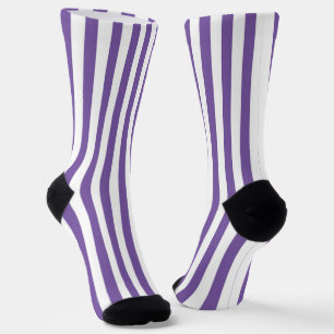 Calcetines Clásico de rayas verticales moradas y blancas