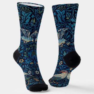 Calcetines Clásico de tapiz de aves azules de William Morris