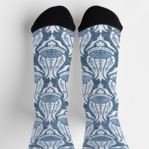 Calcetines Clásico del patrón floral azul William Morris
