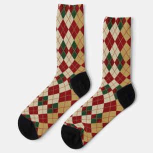 Calcetines Clásico, patrón argyle de Navidad/invierno