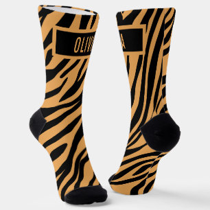 Calcetines Clásico Personalizado Nombre Tigre Estampado Anima