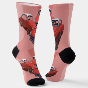 Calcetines Clásico Retro Rojo Vintage Clásico Coches, Calceti