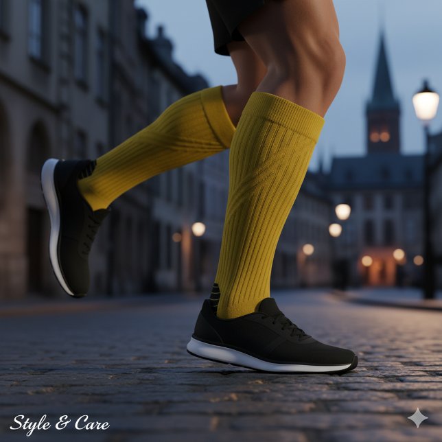 Calcetines Clásico zócalo metálico de oro suave y elegante (Classic Metallic Gold Socks Soft Sleek and Stylish)