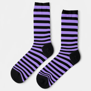 Calcetines clásicos de rayas negras y moradas