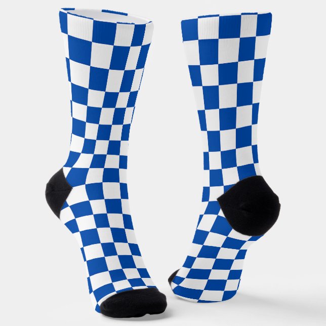 Calcetines Classic cobalt blue checkerboard (Angular)