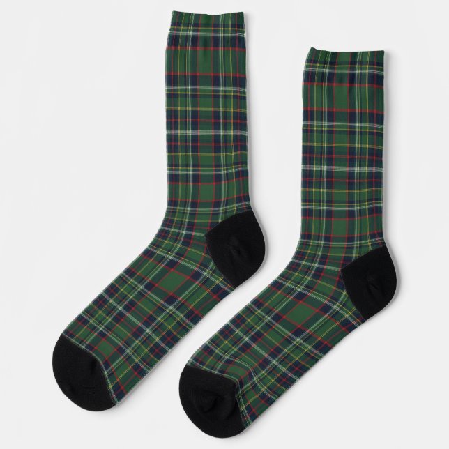 Calcetines Classic Green and Red Tartan Plaid Pattern (Izquierda)