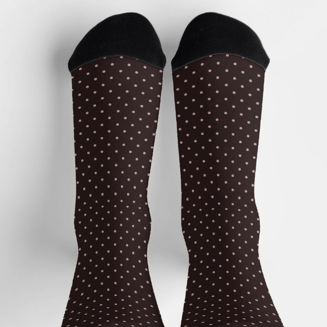 Calcetines Classic Polka Dot Pattern, Brown, Boho Polka Dots (Arriba)