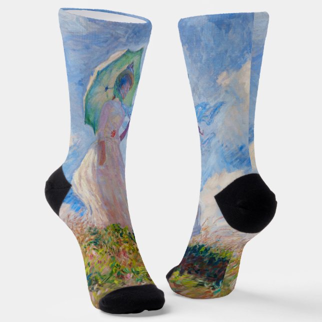 Calcetines Claude Monet - Mujer con Parasol a la izquierda (Angular)