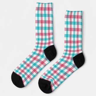 Calcetines Cochinillo de Teal Rosa Retro Cocina Gingham
