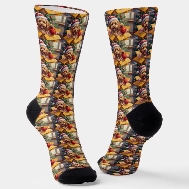 Calcetines Cockapoo Dog Christmas Gift Box Surprise (Angular)