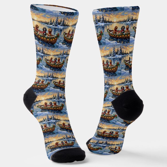 Calcetines Cocker Spaniel Christmas Boat Holiday (Angular)