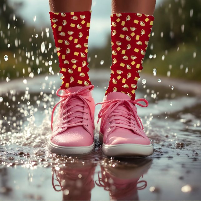 Calcetines Coffee Chocolate Biscuits Patrón Comida Marrón Roj (Subido por el creador)