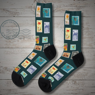 Calcetines Colección de sellos, en verde helecho