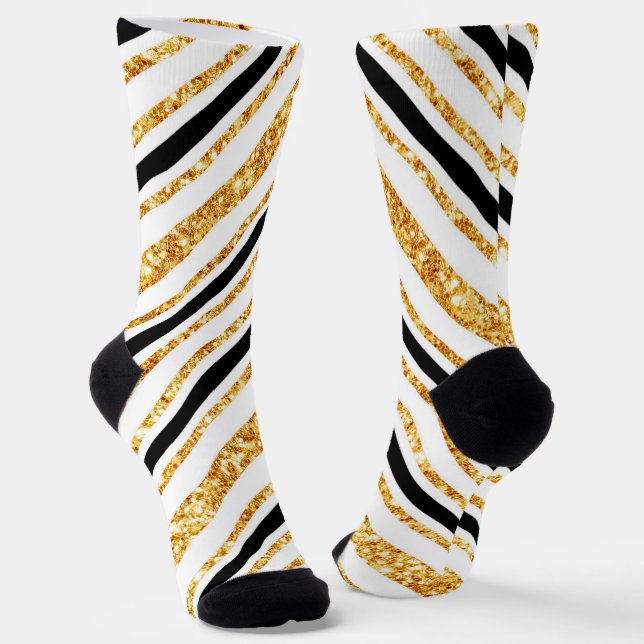 Calcetines Colección popular Stripes Gold Purpurina Black Boh (Angular)