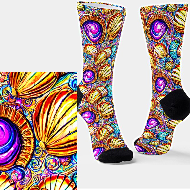 Calcetines Colección Resumen de las cáscaras de mar amarillo  (Subido por el creador)