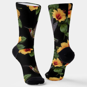 Calcetines Colibrí Y Hibiscus Amarillo,