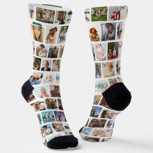 Calcetines Collage de fotos moderno en cuadrícula Familia Ami