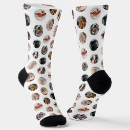 Calcetines Collage personalizado Cute 8-Photo Mascota | Blanc