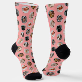 Calcetines Collage personalizado Cute 8-Photo Mascota | Rosa