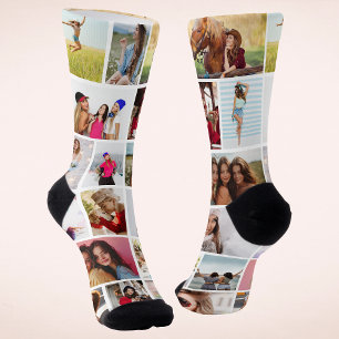 Calcetines Collage personalizado de 18 fotos regalo personali