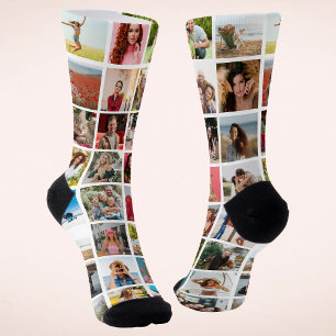 Calcetines Collage personalizado de 32 fotos regalo personali