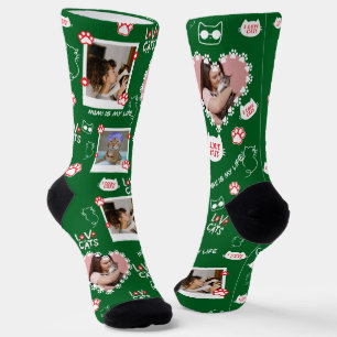 Calcetines Collages de fotos de gato Mascota personalizado co