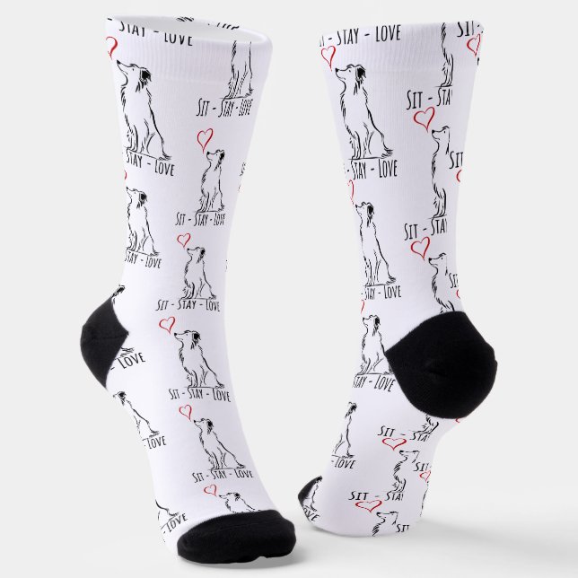 Calcetines Collie de borde Sit-Stay-Love (Angular)