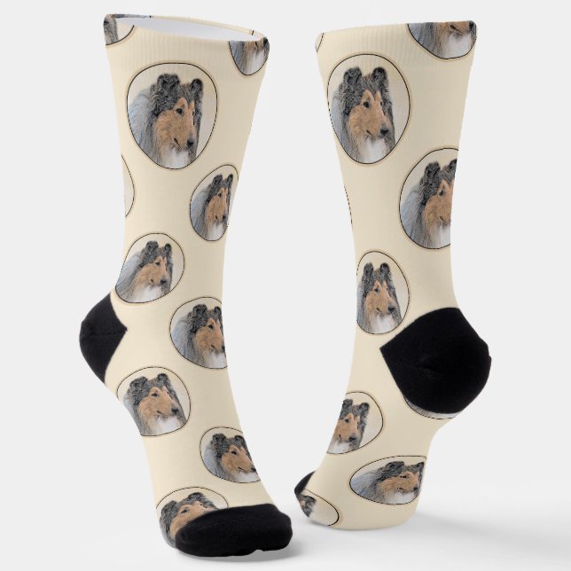 Calcetines Collie Pintando Rough Tricolor Original Dog Art (Angular)