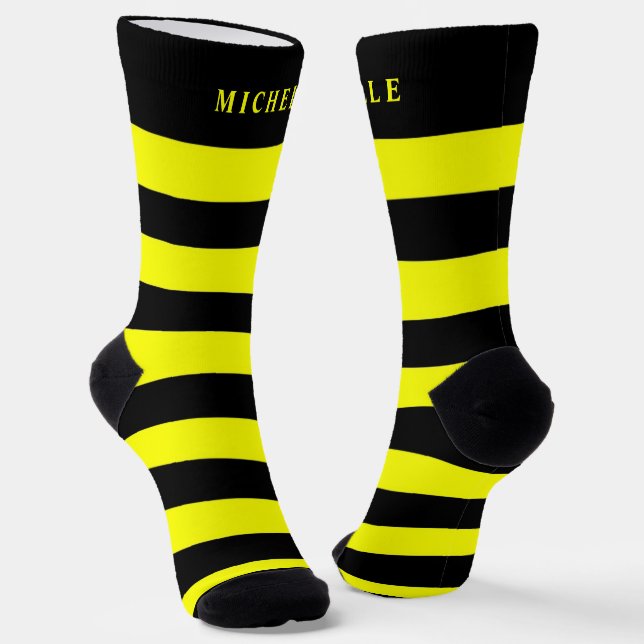 Calcetines Coloblock negro amarillo con tiras para nombre per (Angular)