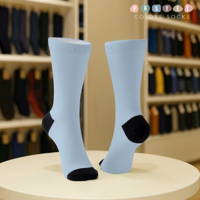 Calcetines Color Azul Bebé Pastel Suave Cielo Sólido  (Solid Soft Sky Light Pastel Baby Blue Color Socks
)